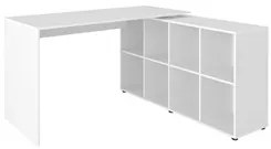 Mesa Escrivaninha em L Eron e Estante Livreiro 90x187cm Lean A06 Branc
