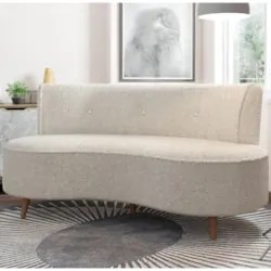 Sofá 2 Lugares para Sala Living 135cm Pés Palito Korah Z08 Boucle Bege