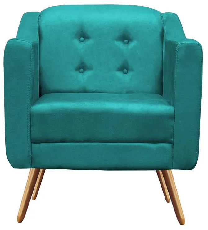 Kit Namoradeira + 2 Poltronas Bruna Pé Palito Suede Azul Tiffany