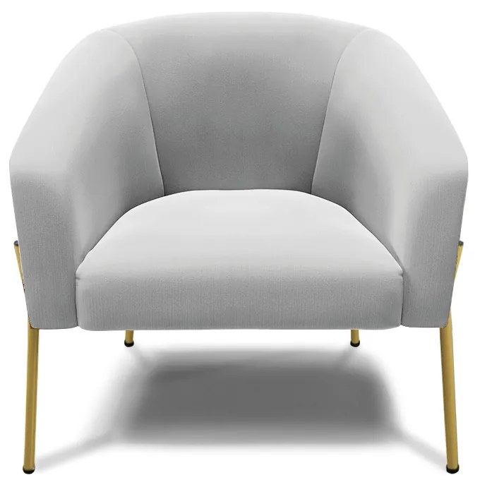 Poltrona Decorativa Pé de Ferro Dourado Kit 2 Stella Suede D03 - D'Rossi - Cinza