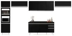 Armário de Cozinha Modulada 5 Peças CP14 Balcão com Tampo Preto - Lumi