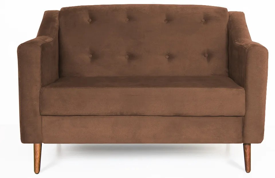 Namoradeira Bruna 1,20 m 2 Lugares Pés Palito Suede Marrom