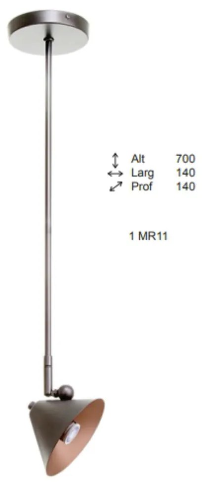 Plafon Stratus Haste Vertical 14X14X70Cm Cone Articulado Metal Alumini... (PRETO)