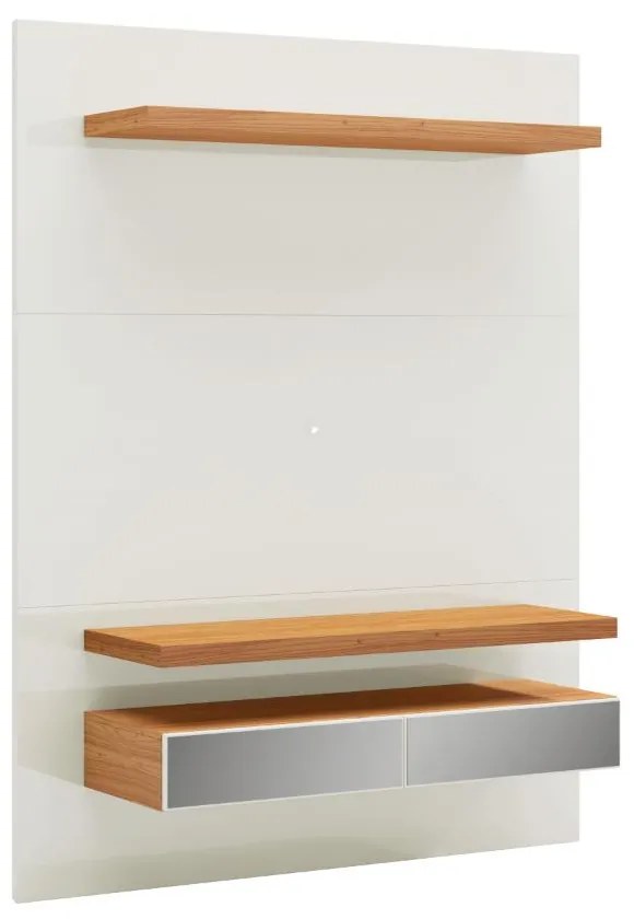 Painel Home 140cm MDF Para TV Até 55 C/ Led E Gavetas Off White Freijó TB106E - Dalla Costa