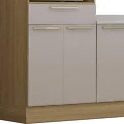 Armário Cozinha 7 Peças CP02 Com Pia Mirella Freijó/Cinammon L01 - Mpo
