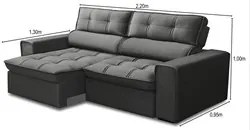 Sofá Retrátil Reclinável 3 Lugares 220cm Blanches F05 Veludo Grafite -