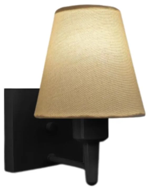 Arandela Quadrada Md-2034 Preto Cúpula em Tecido Cone Algodão Crú - Bivolt