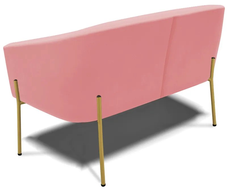 Namoradeira e 2 Poltronas Pé de Ferro Dourado Stella Suede D03 - D'Rossi - Rose