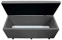 Calçadeira Baú Casal Queen 160cm Estofada Liz S05 Suede Bordado Cinza