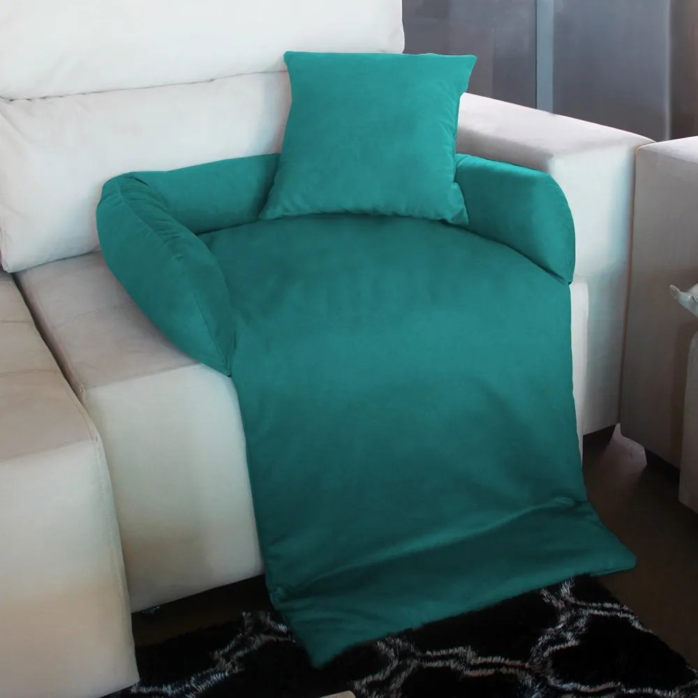 Protetor Para Sofá para Cães ou Gatos Médio Porte Fofinho Pet Protect Suede Azul Tiffany