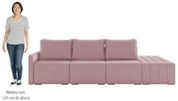 Sofá Ilha Modular com Puff para Sala Living 312cm Georgia Z08 Veludo R
