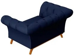 Sofá 150cm 2 Lugares Base Madeira Império C-304 Veludo Azul Marinho -