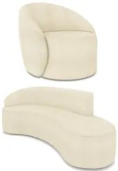 Sofá 4 Lugares 220cm Wendi e Poltrona Steve Boucle Bege I01 - Mpozena