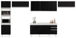 Armário de Cozinha Modulada 5 Peças CP14 Balcão com Tampo Branco/Preto