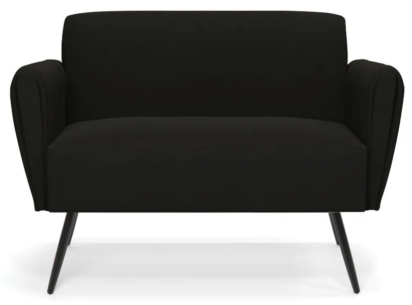 Sofá Namoradeira Pés Palito de Ferro Bruna Suede D01 - D'Rossi - Preto