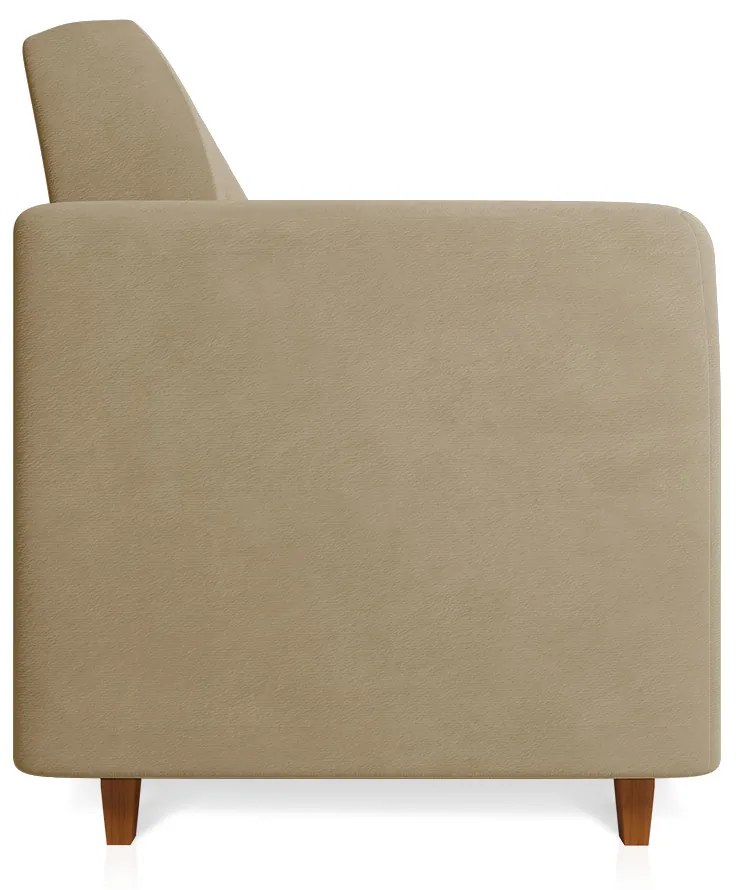 Sofá 03 Lugares Arezzo Suede Pés Chanfrado Castanho - D'Rossi - Marrom Rato