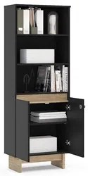 Estante Livreiro 2 Portas 3 Prateleiras Los Angeles Preto/Carvalho Cla