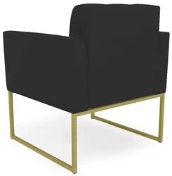 Poltrona Base Industrial Dourado Kit 2 Ana Veludo Preto - Ibiza