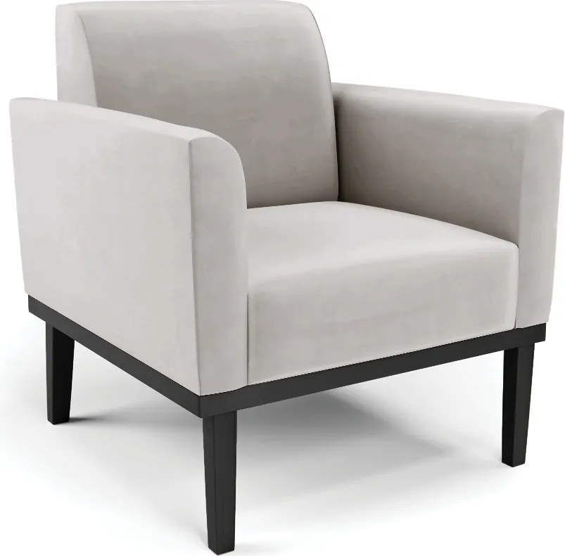 Poltrona Decorativa Isabella Pés Fixo em Madeira Preto Veludo Cinza G19 - Gran Belo