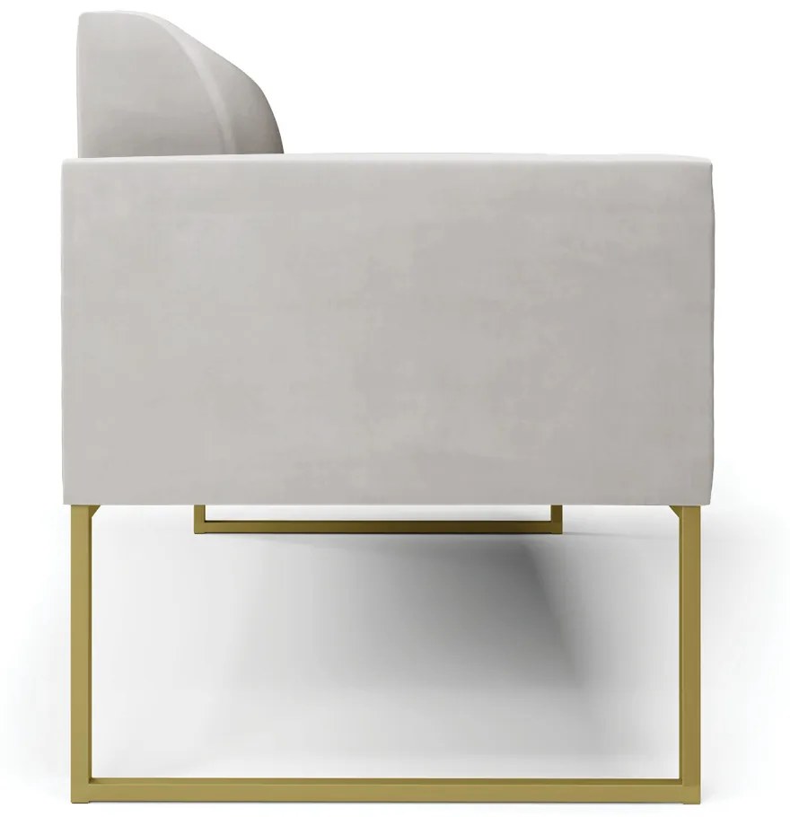 Sofá Namoradeira Base Industrial Dourado Marisa Veludo D03 - D'Rossi - Cinza