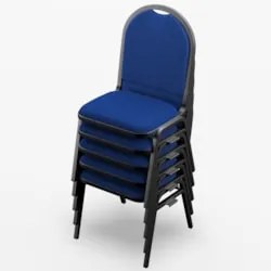 Kit 3 Cadeiras Hoteleiras Auditório Empilhável Linho Z33 Azul - Mpozen