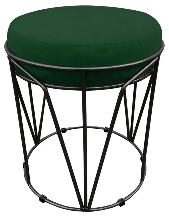 Kit 02 Puffs Multiuso com Mesa Babu 2 em 1 Suede Verde Base Preto - D'Rossi