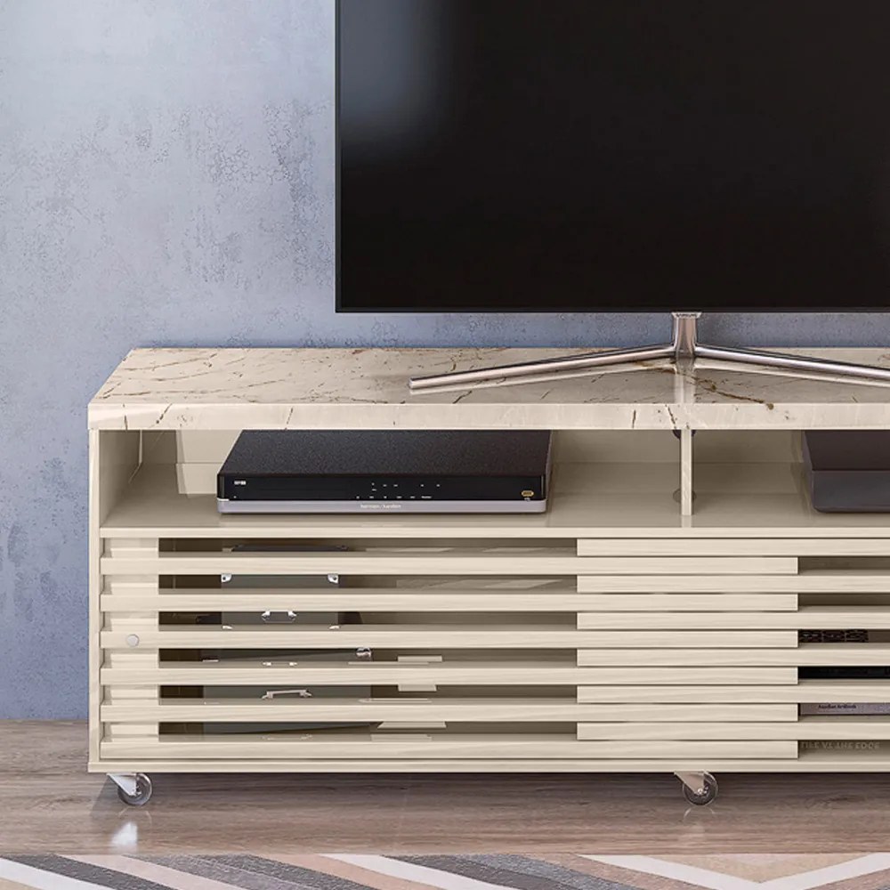 Rack TV 75Pol 182cm Bancada para Sala Nerion Calacata/Off White M20 - D'Rossi