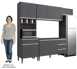 Cozinha Modulada 4 Peças Balcão sem Tampo 120cm Andréia Cinza - AJL Mó