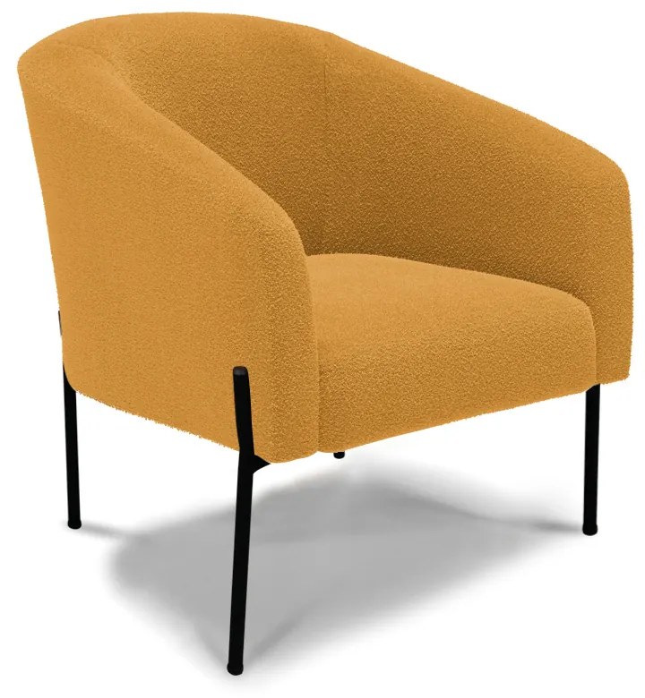 Poltrona Sala Decorativa Pé de Ferro Preto Stella Bouclê D03 - D'Rossi - Mostarda