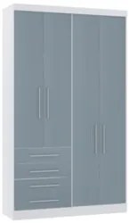 Guarda Roupa Solteiro 135cm 4 Portas 4 Gavetas Taiga Branco/Grey L01 -