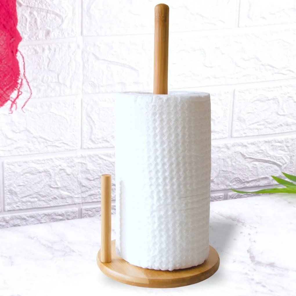 Porta Papel Toalha de Bambu