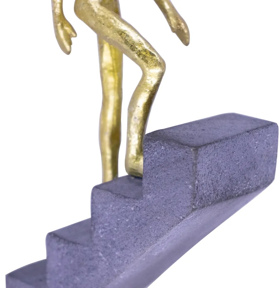Escultura Decorativa Homem Escada Em Poliresina Dourado 16 Cm - D'Rossi