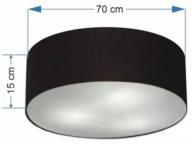 Plafon Cilíndrico Md-3049 Cúpula em Tecido 70x15cm Preto - Bivolt