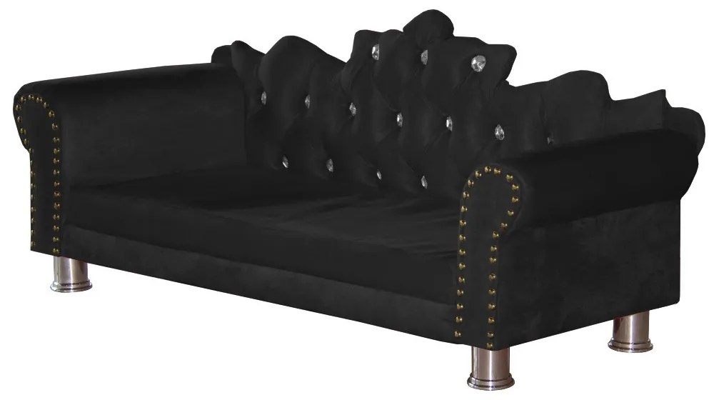 Mini Divã Sofá Realeza Cama Pet para Cães ou Gatos Elegante Suede Preto