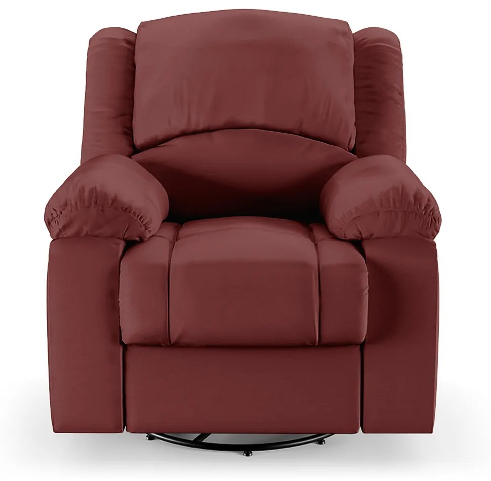 Poltrona do Papai Reclinável Sala de Cinema Madrid Glider Manual Giratória PU Vermelho  G23