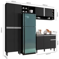 Cozinha Modulada Completa 230cm Com Balcão e Armário Aéreo Vanessa Pre