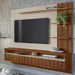 Painel Suspenso para TV até 65 Pol. 2 Portas Ripadas Aruna L06 Freijó/