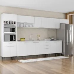 Armário de Cozinha CP06 Com Pia 180cm Pérola Z34 Branco     - Mpozenat