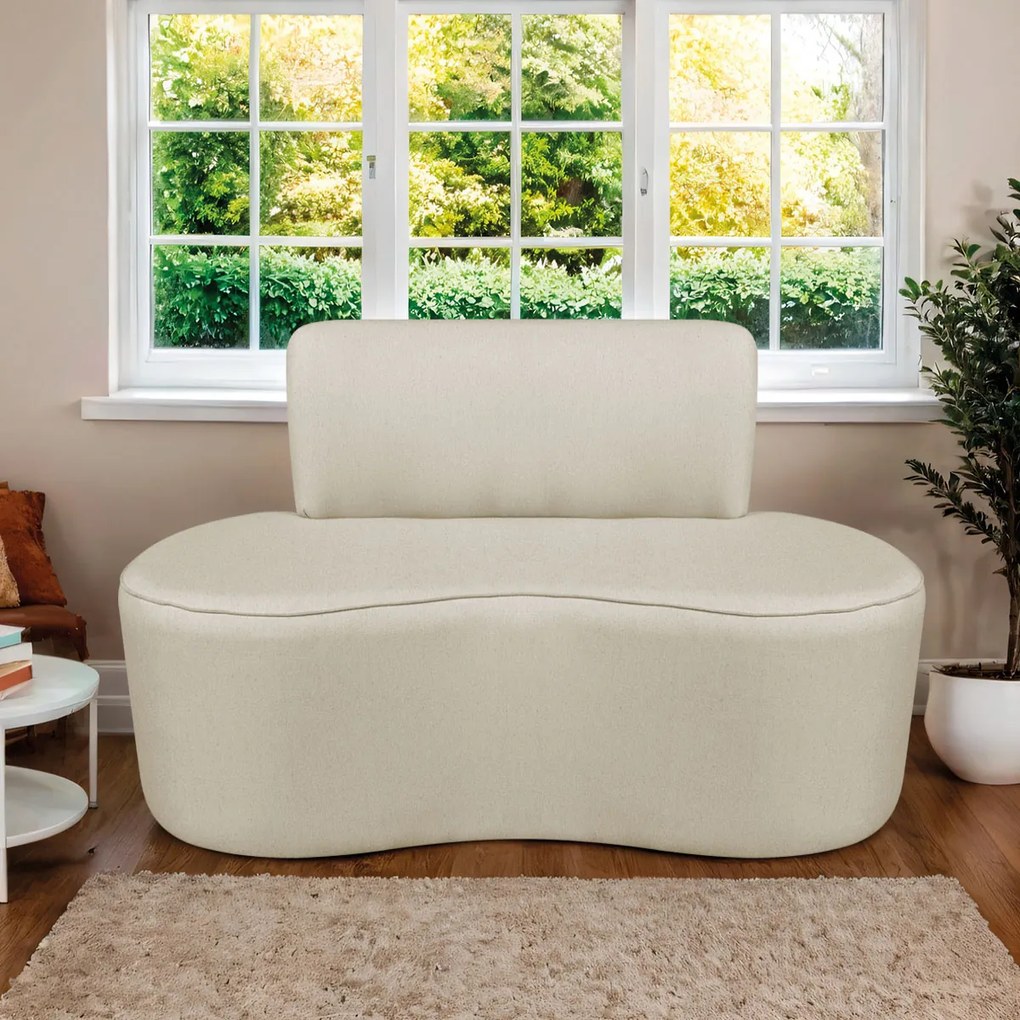 Sofá Curvo 2 Lugares Amsterdã 120cm Bouclé - ADJ Decor