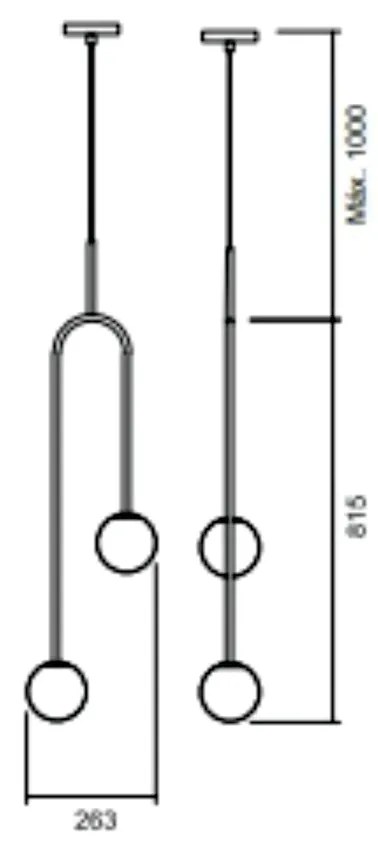 Pendente Pêndulo C/ 2 Globos 26X81Xcm 2L G9 / Metal E Globo Ø12Cm | Us... (FN-F - Fendi Fosco, FOSCO)