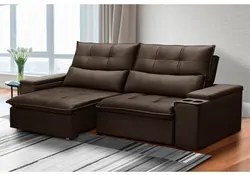 Sofá Retrátil Reclinável 3 Lugares 210cm Moritz F05 Veludo Marrom - Mp