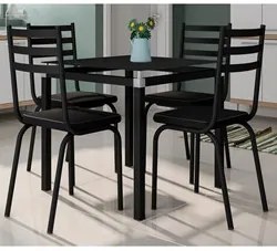 Jogo de Mesa Malva 75cm e 4 Cadeiras 118 Preto - Artefamol