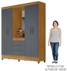 Guarda Roupa Solteiro Capelinha com Espelho 204cm Caprese Z17 Freijó/C