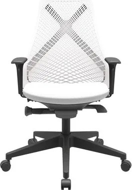 Cadeira Office Bix Tela Branca Assento Aero Branco Autocompensador Base Piramidal 95cm - 64054 Sun House