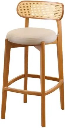 Banqueta com Encosto Serena Cinamomo Linho Rústico