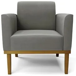 Sofá Namoradeira e 2 Poltronas Base Madeira Castanho Maressa Suede Gra
