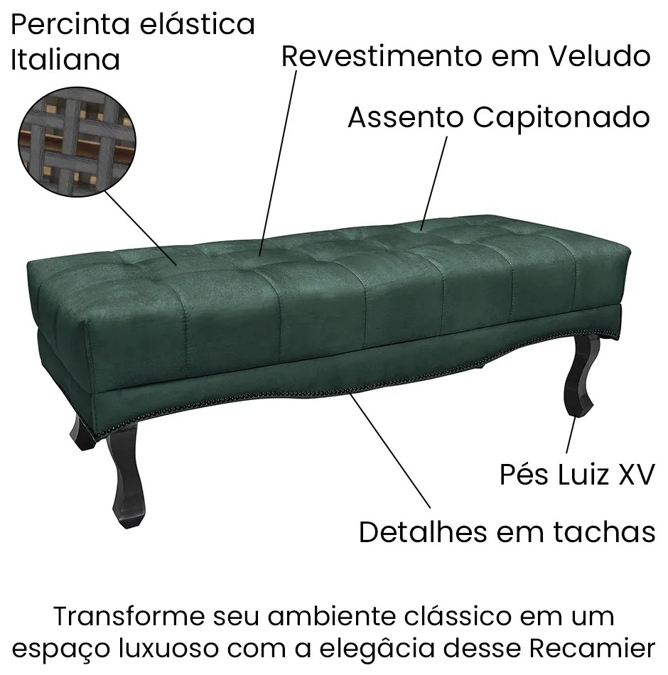 Cabeceira Cama Box Casal 140cm e Recamier Vicenza Veludo S04 - D'Rossi - Verde