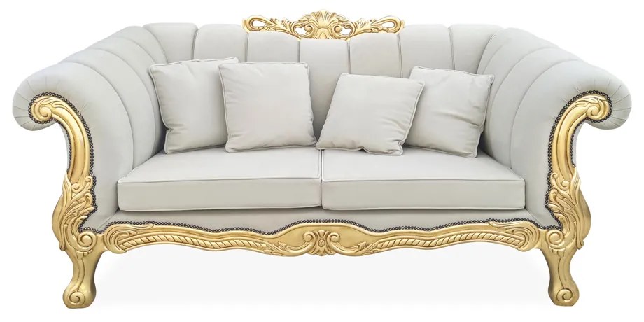 Sofá Napoleão 2 Lugares Entalhado Madeira Maciça Design de Luxo Peça Artesanal
