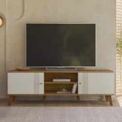 Rack Bancada Para TV 65 Pol 160cm Sia Nature/Off Z49 - Mpozenato