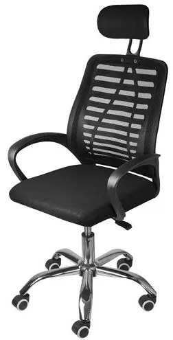 Cadeira Office Amani Alta Tela Mesh cor Preta com Base Cromada - 61953 Sun House
